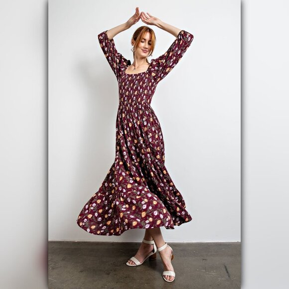 Lively Lumina Dresses & Skirts - A235 ☼ Boho Square Neck Floral Print Maxi Dress